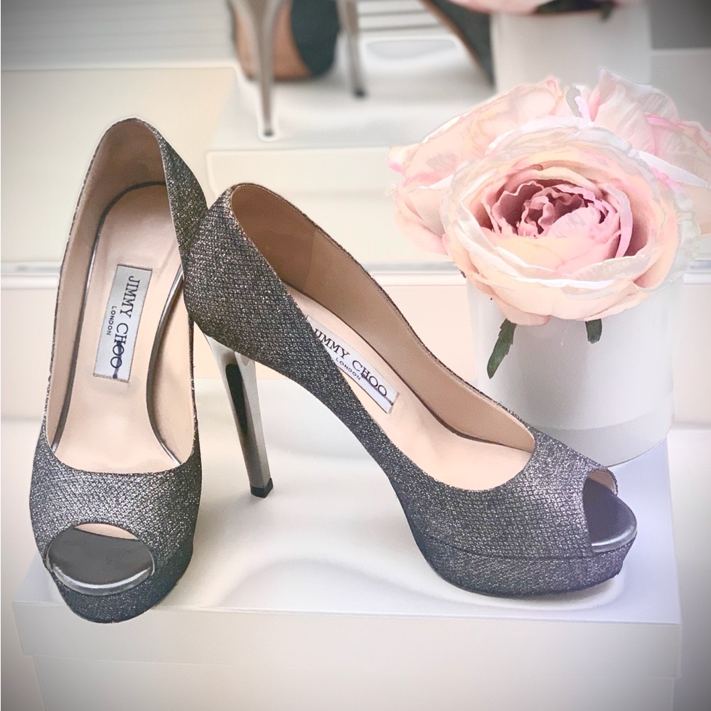 Jimmy Choo Gunmetal Metallic Pumps